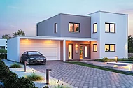 1. Platz: Futura Bauhaus von Kern-Haus (Massivbau, ca. 183 m2 Wohnfläche, dena-Gütesiegel, Wärmepumpe, 304.650 Euro schlüsselferter Grundpreis inkl. Bodenplatte) (Foto: Kern-Haus)
